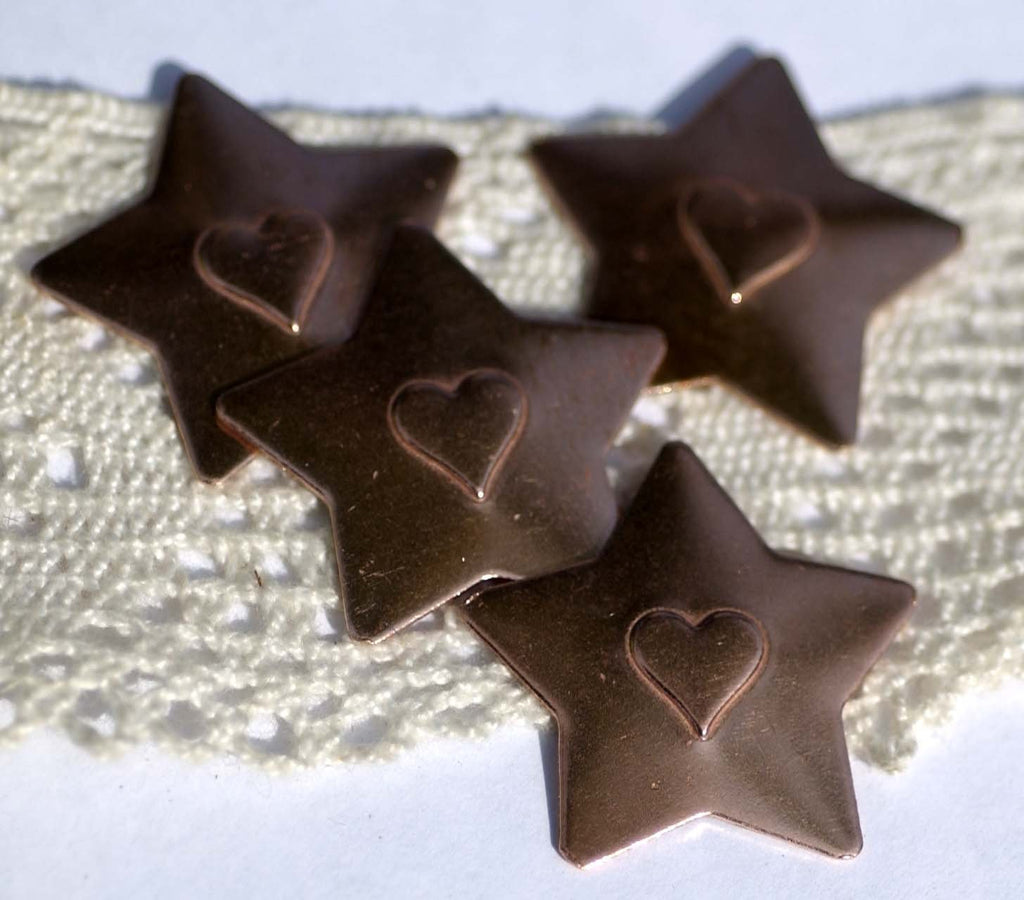 Perfect Heart-Star Embossed Blank Cutout for Enameling Stamping Texturing Metalworking Jewelry Making Blanks
