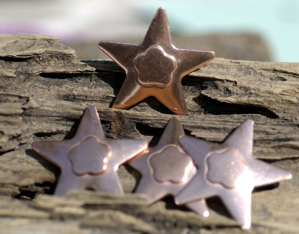 11mm Flower Embossed on Star Blank Cutout for Enameling Stamping Texturing Metalworking Jewelry Making Blanks