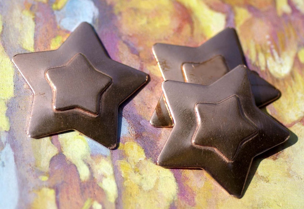 14.5mm Star Embossed Blank Cutout for Enameling Stamping Texturing Metalworking Jewelry Making Blanks - 4 pieces