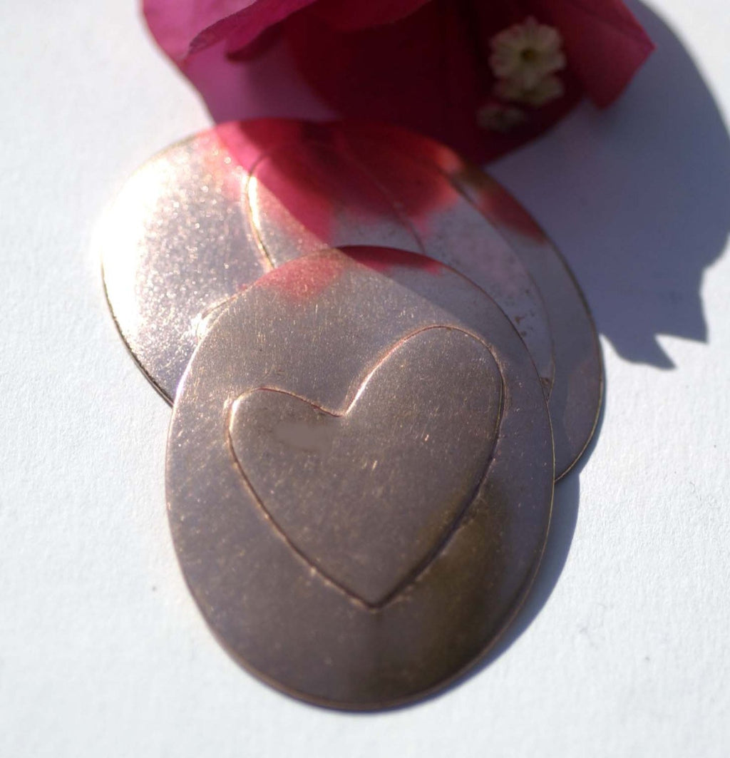 27mm x 30mm Heart Embossed on Oval Blanks Enameling Stamping Texturing