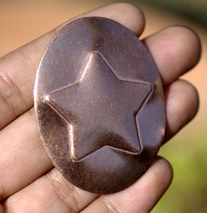 50mm x 38mm Oval with Star Embossed Blanks Enameling Stamping Texturing