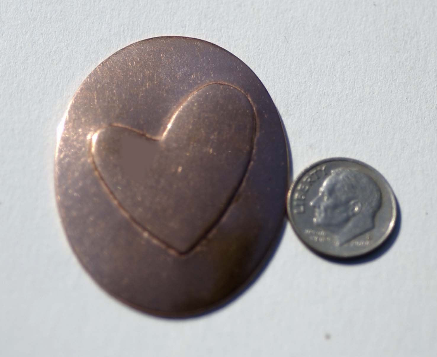 27mm x 30mm Heart Embossed on Oval Blanks Enameling Stamping Texturing