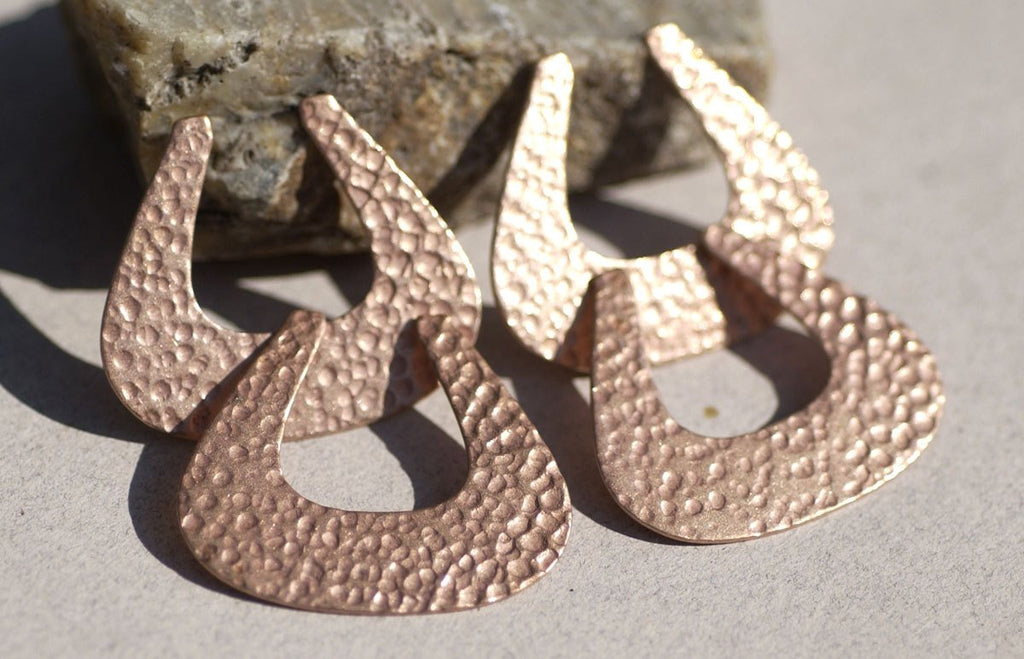 Dappled Hammered Pattern Hoops Diamond Rounded 30mm x 35mm 24g for Earrings or Pendant for Enameling Texturing Blanks Variety of Metals