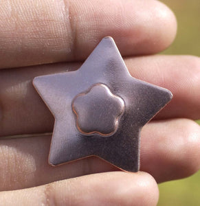 Star with Flower Embossed Blank Cutout for Enameling Stamping Texturing Metalworking Jewelry Making Blanks