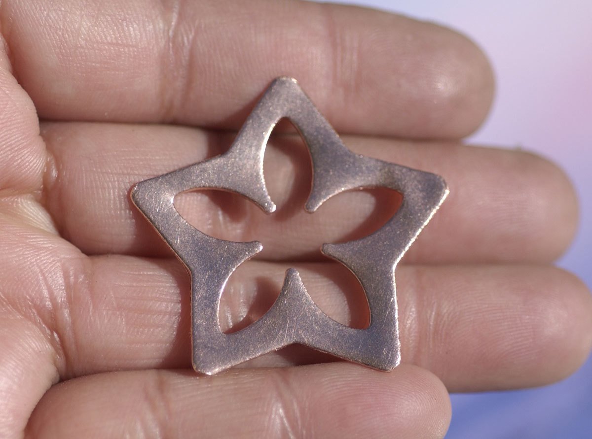 Star Starry Starry Night -Star with Flower 5 Petal Blank - Cutout for Enameling Stamping Texturing Variety of Metals