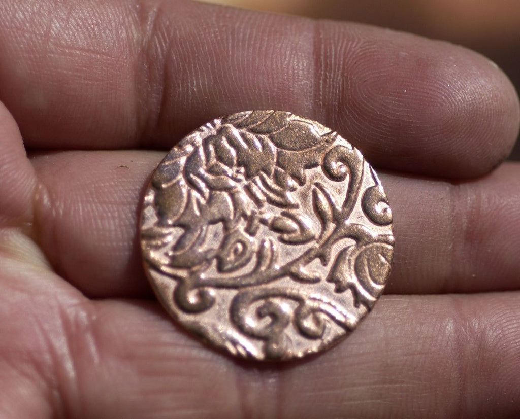 Textured Disc 23mm 20G Enameling Soldering Stamping Blanks - Metalworking Supplies - 4 Pieces