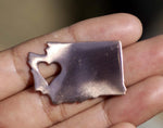 Washington State with Heart Blanks Cutout for Enameling Metalworking Stamping Texturing - 4 pieces