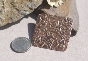 Square 32mm in Lotus Flowers Textured Cutout for Blanks Enameling Stamping Texturing Variety of Metals