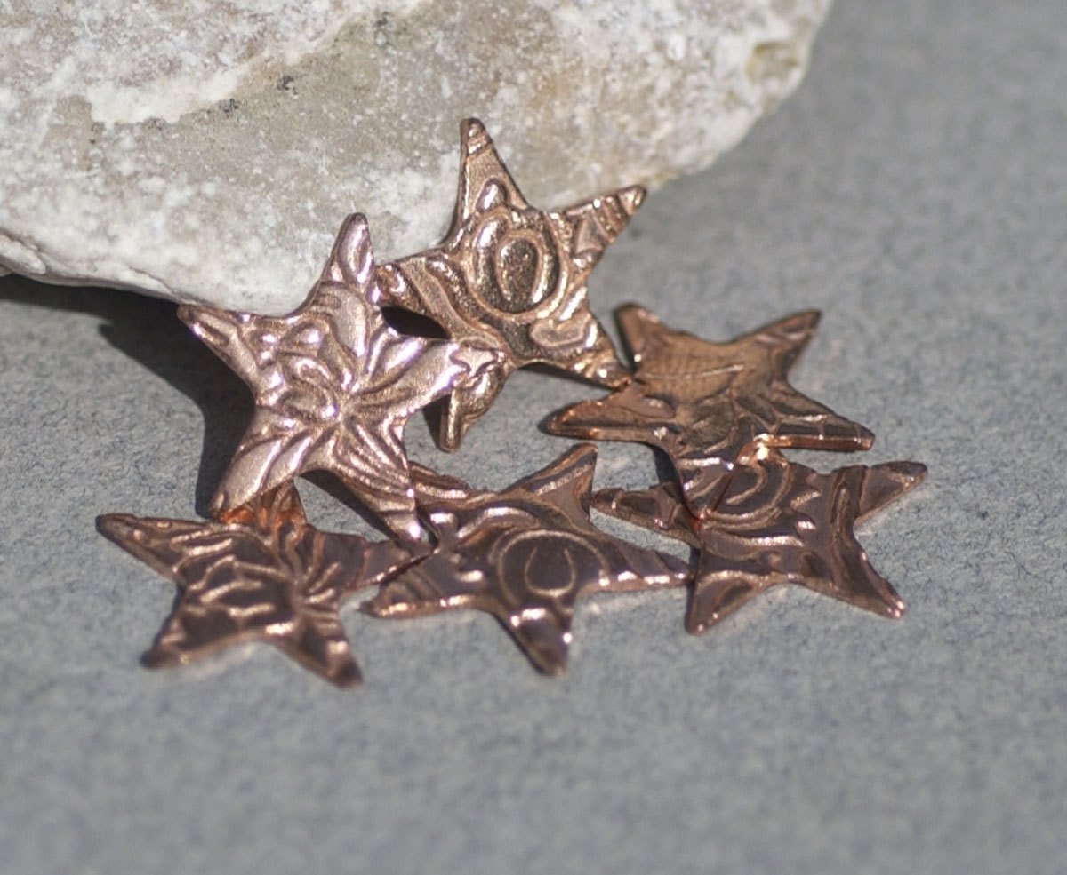 Stars in Lotus Flowers Pattern 17mm Cutout for Enameling Stamping Texturing Soldering Blanks Variety of Metals