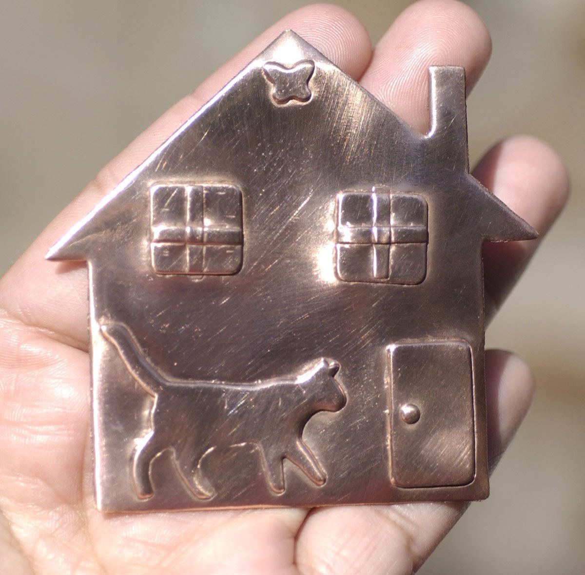 Kitty House 67mm x 64mm Embossed Cutout Shape for Metalworking Jewelry Making Shape Blank Variety Metals