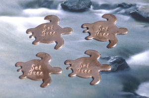 Turtle Stamped "Set Free" Cutout for Blanks Enameling Stamping Texturing Variety of Metals