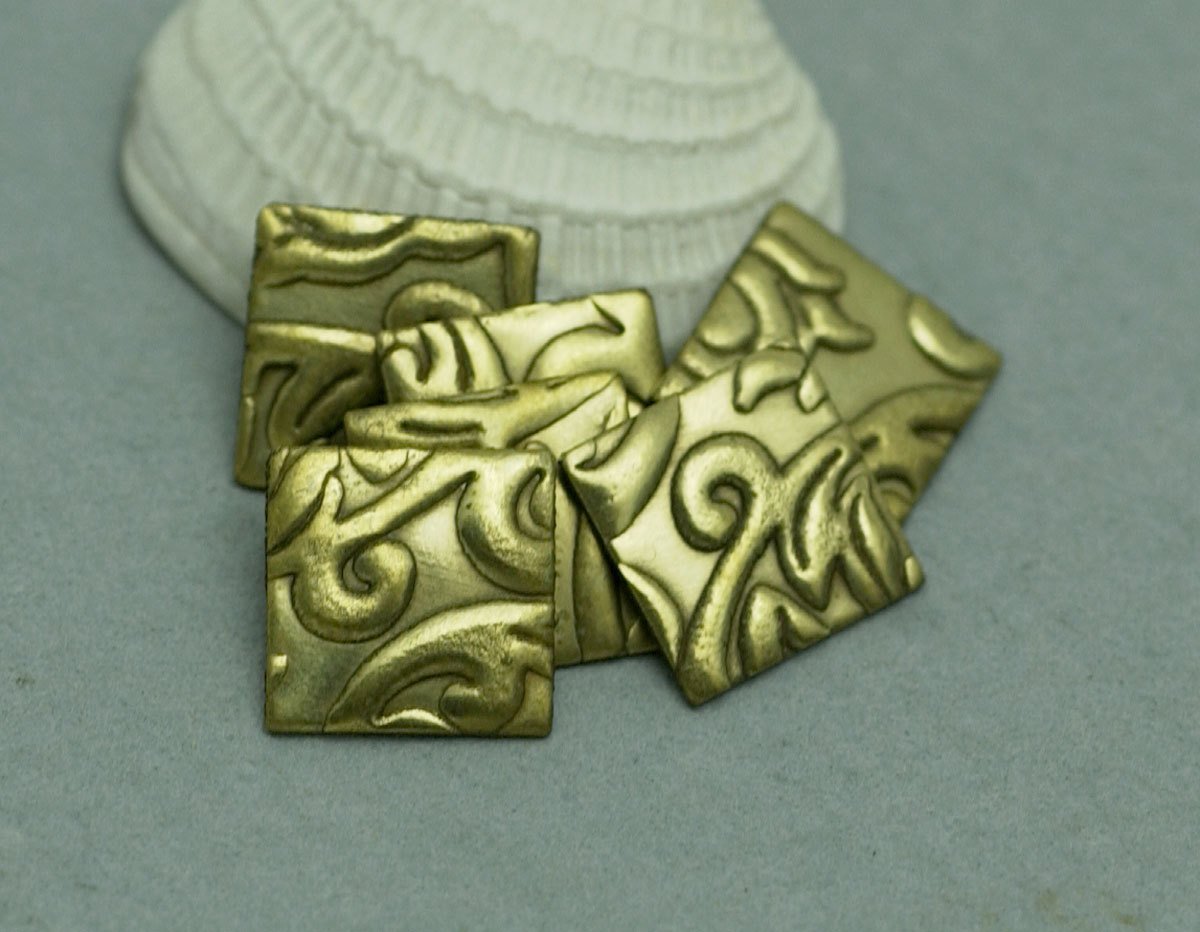 Tiny Square 10mm 24g Lotus Flowers Textured Cutout for Stamping Texturing Blank