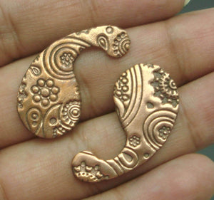 Paisley with Paisley Pattern 28mm x 15mm 20g for Blanks Enameling Stamping Texturing Soldering Variety of Metals - 6 pieces