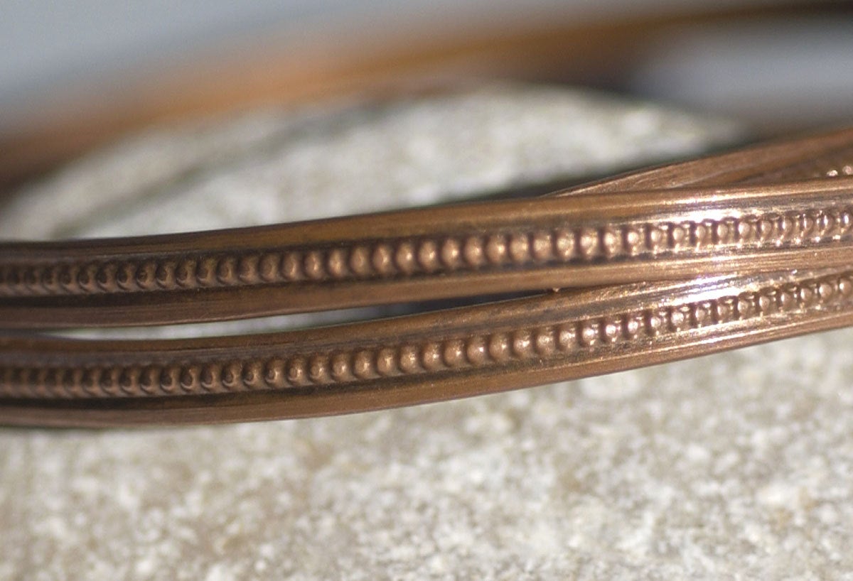 Dots w/ Border 3.8mm patterned ring wire, gallery wire, solid copper, raw brass, pure bronze