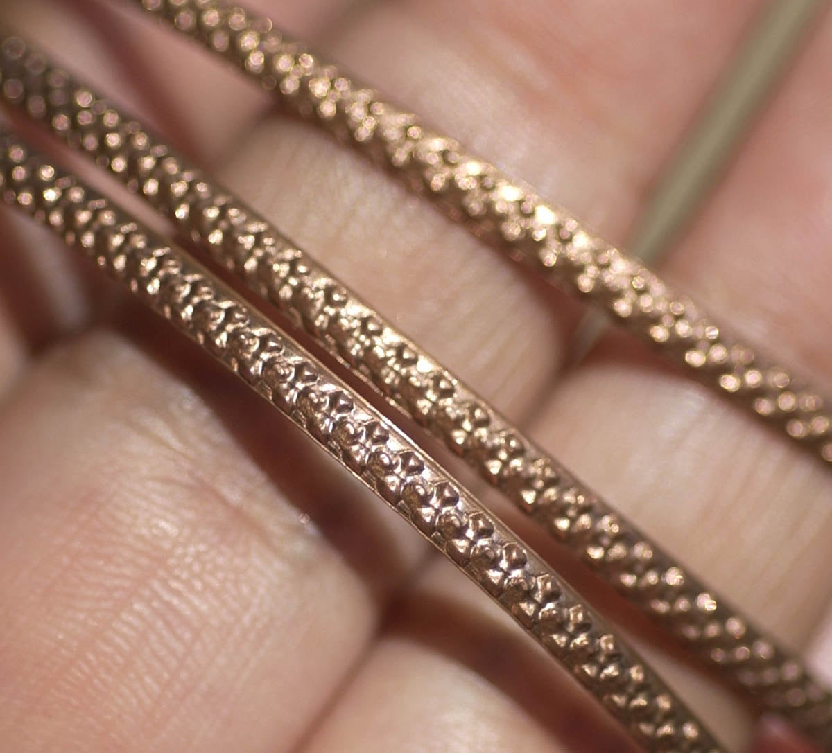 Double dot patterned wire 2.6mm gallery wire for making rings, solid copper, raw brass, pure bronze
