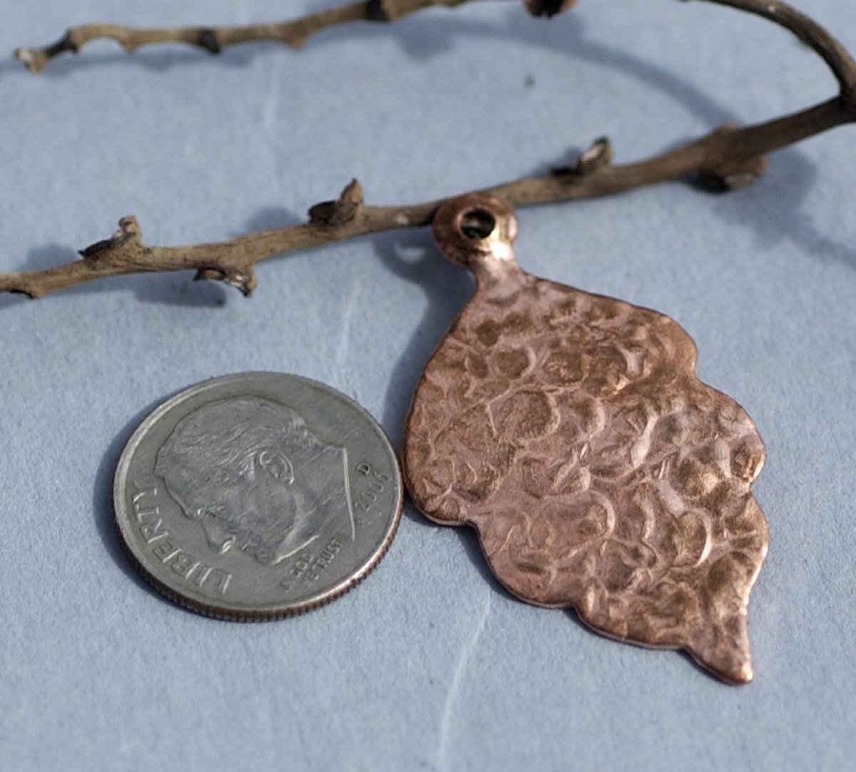 Hammered Leaf with Hole 35 x 20mm Blank Cutout for Metalwork Stamping Texturing Blanks