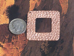 Hammered Copper Square 32mm Blank Cutout with hole for Enameling Stamping Texturing Blanks - 4 pieces