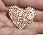 Heart in Lotus Flowers Pattern Classic Shape 33mm x 30mm 20g Blanks Cutout for Enameling Stamping Texturing Variety of Metals