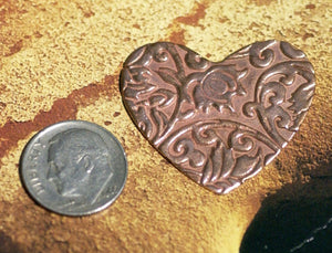 Heart in Lotus Flowers Pattern Classic Shape 33mm x 30mm 20g Blanks Cutout for Enameling Stamping Texturing Variety of Metals