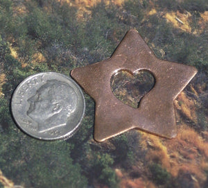 Star with Heart 36mm 22g Cutout Blank for Enameling Stamping Texturing Blanks Variety of Metals