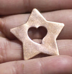 Star with Heart 36mm 22g Cutout Blank for Enameling Stamping Texturing Blanks Variety of Metals