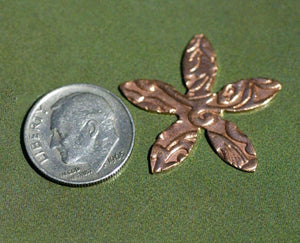 Small 5 Petal Flower in Lotus Flowers Pattern 21mm 20g for Blanks Enameling Stamping Texturing Variety of Metals - 6 pieces