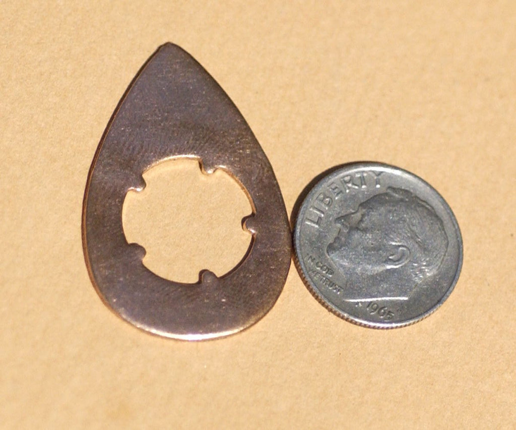 Teardrop with Flower 32 x 21mm Cutout for Blanks Cutout for Enameling Stamping Texturing Variety Metals