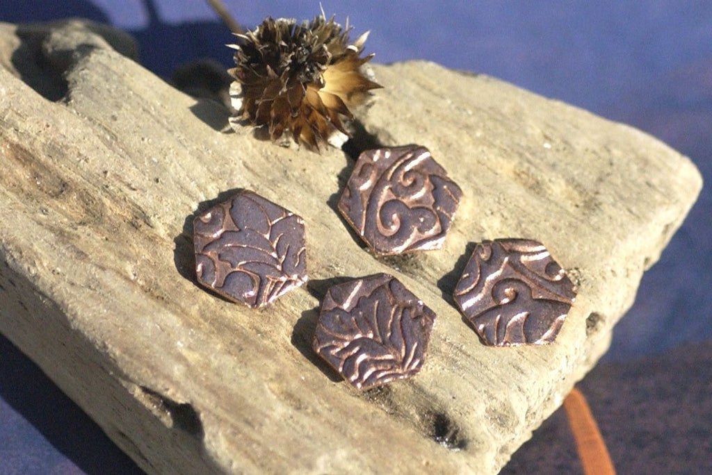 Hexagon 22g 12mm in Lotus Flowers Hexagons Blanks Cutout for Enameling Stamping Texturing Blank Variety of Metals