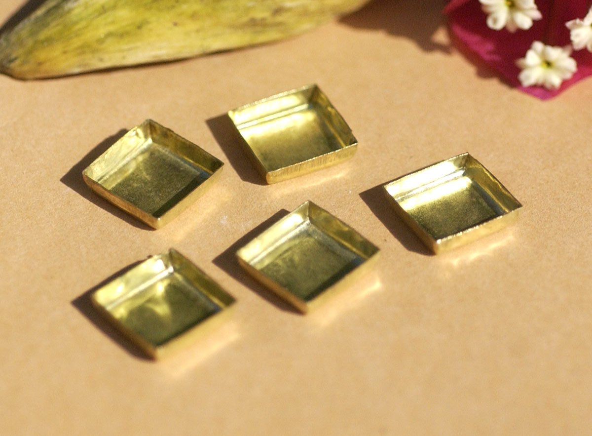 Bezel Cups - 30g - 13.5mm Square Blanks Cutout for Enameling Variety of Metals - 4 pieces
