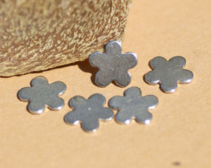 Sterling Silver Little Flower 5 Petal 9mm Blank Cutout Shape for Jewelry Making Metalworking 925   6 pieces