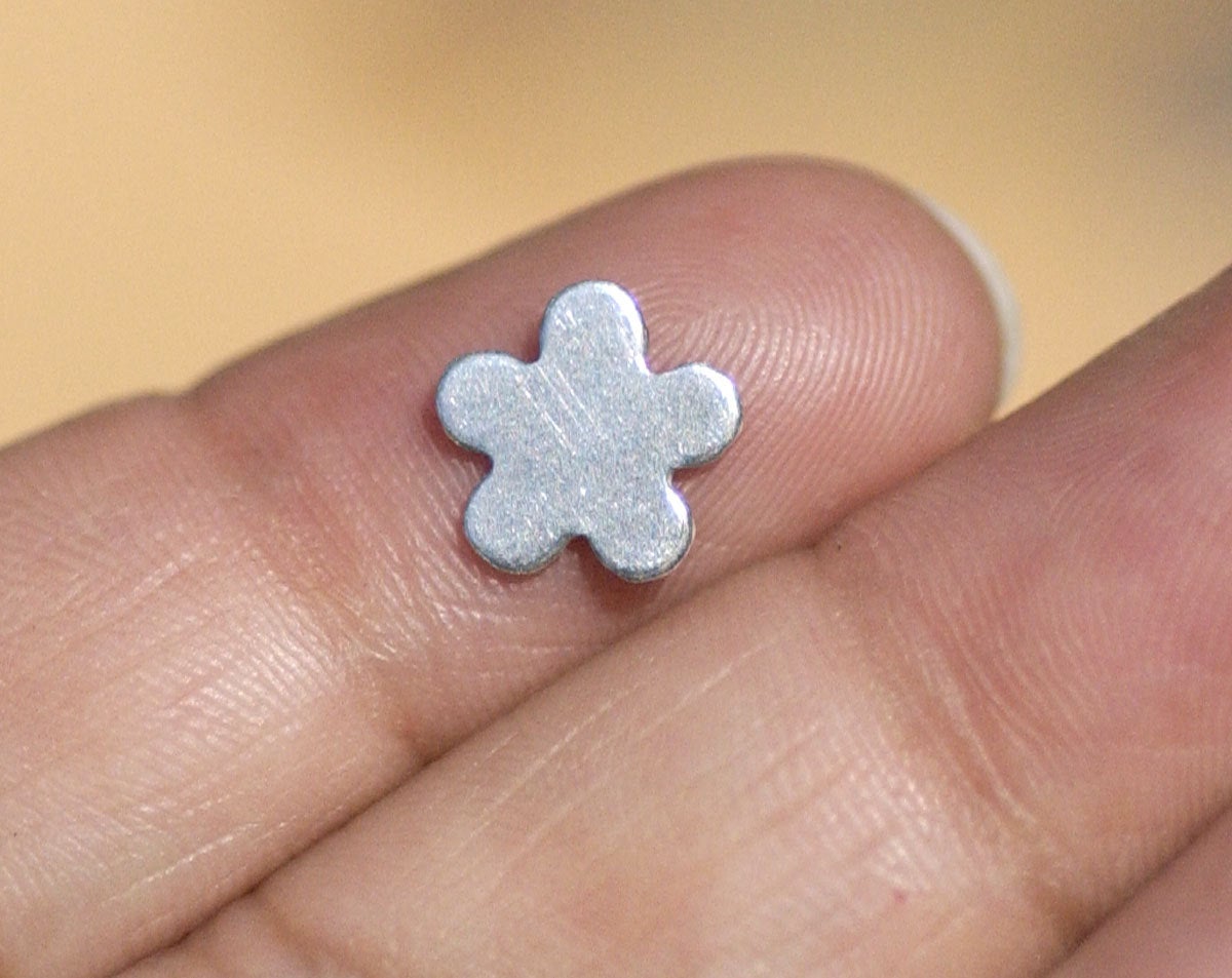 Sterling Silver Little Flower 5 Petal 9mm Blank Cutout Shape for Jewelry Making Metalworking 925   6 pieces