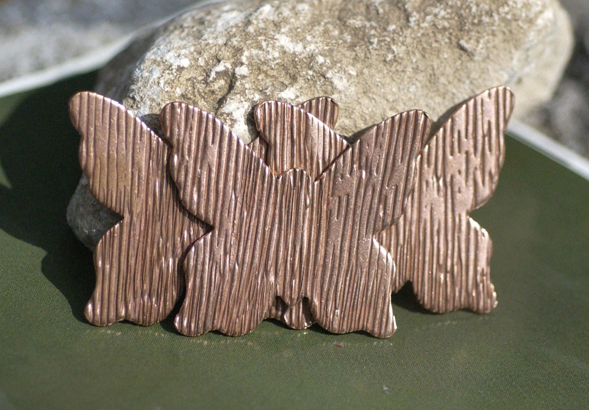 Copper Butterfly Woodgrain 35mm x 40mm Texture Enameling Stamping Texturing Variety Metals
