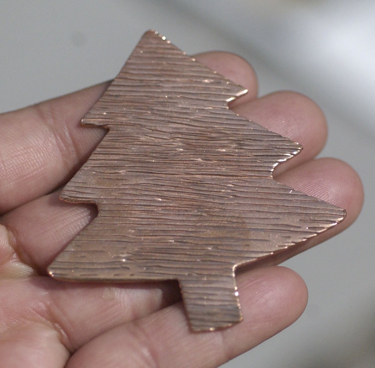 Blank Large Christmas Tree Texture Woodgrain 62mm x 57mm Metal Blanks Shape Form Variety of Metals - 2 pieces