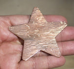 Large Star 62mm Woodgrain Pattern Cutout for Enameling Stamping Texturing Soldering Blanks Variety of Metals - 2 pieces