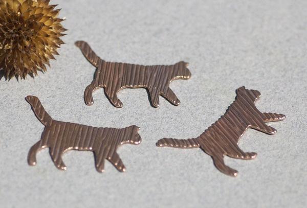 Cat Hunting for a Mouse in Textured Pattern Blanks Cutout for Enameling Metalworking Stamping Blank Variety of Metals - 4 pieces