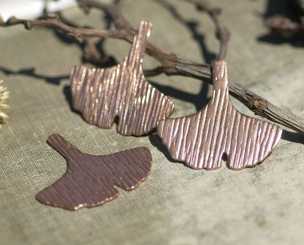Woodgrain Pattern Ginkgo Biloba Leaf - Leaves - Fall Greenery 30mm x 28mm Cutout for Enameling Stamping Texturing Blanks Variety of Metal