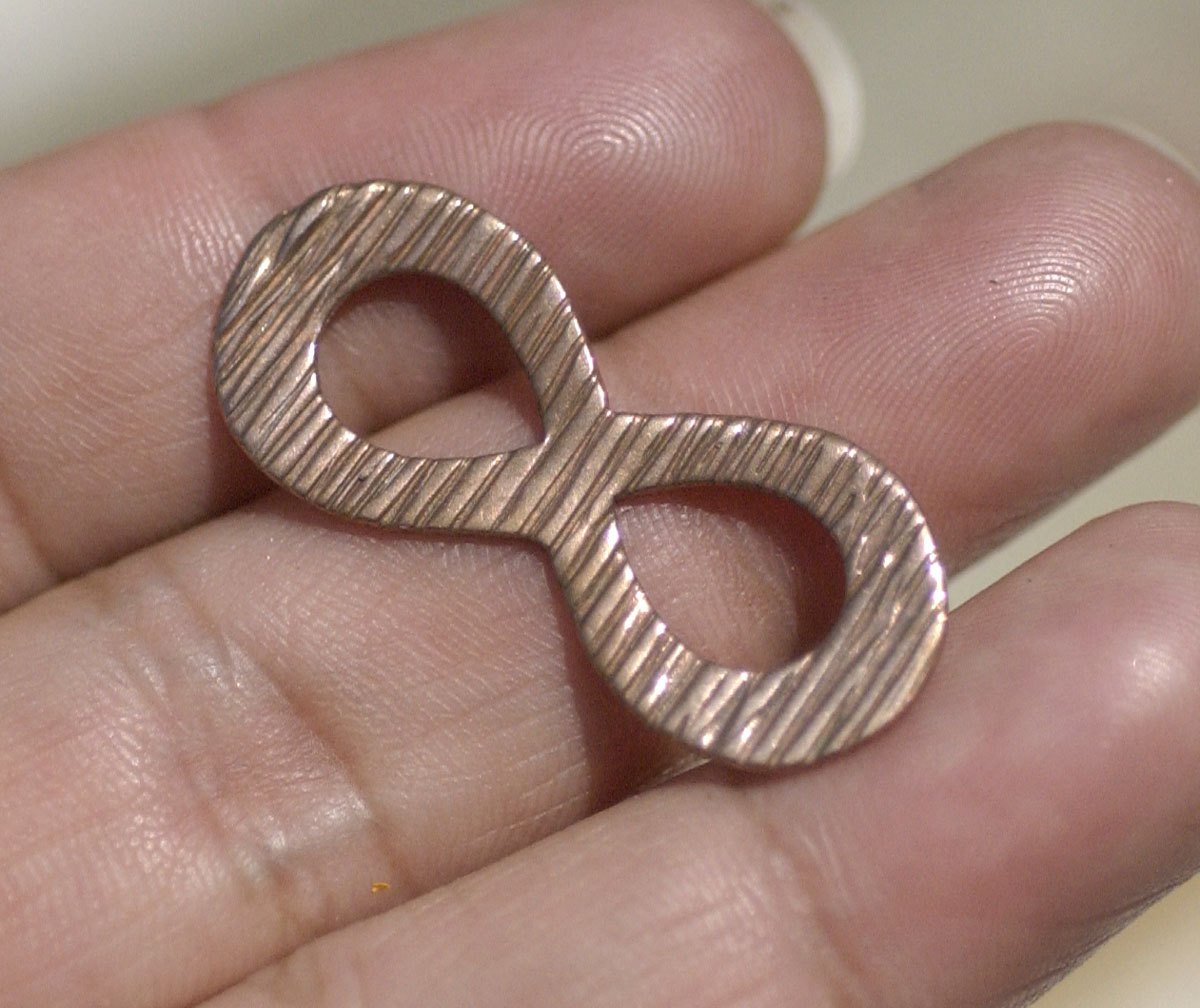 Woodgrain Pattern Infinity Symbol 32mm x 13.5mm Cutout for Enameling Stamping Texturing Variety of Metal