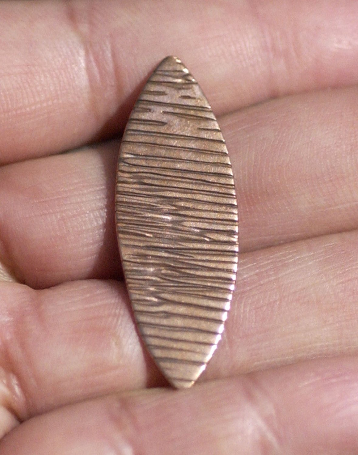 Woodgrain Eye Pointed Oval Blank 38mm x 13mm  Shape Cutout for Enameling Stamping Texturing Variety of Metals