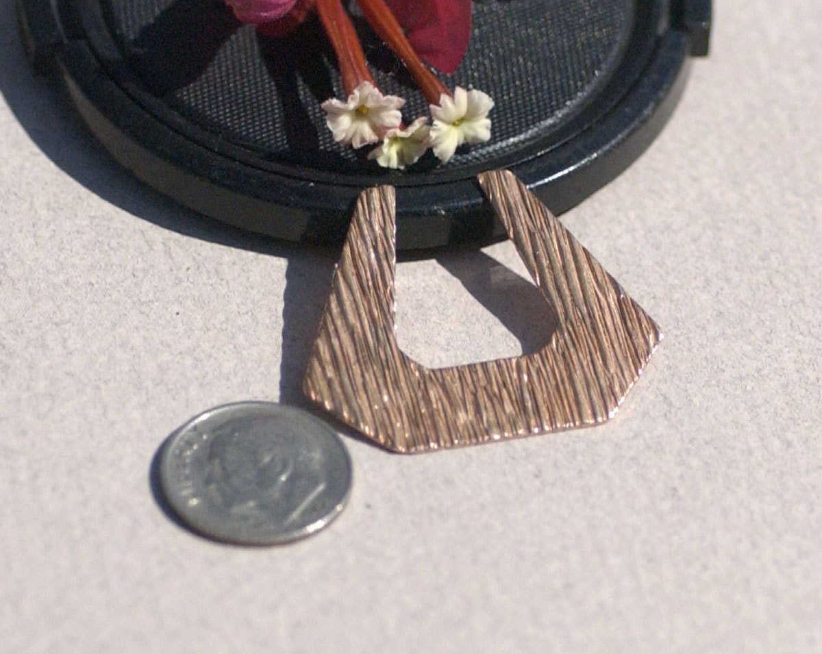 Hoops Diamond Faceted Woodgrain Pattern 35mm x 28mm for Earrings or Pendant for Enameling Texturing Metalworking Blanks Variety of Metals