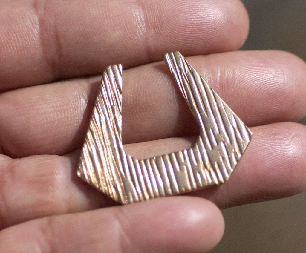 Hoops Diamond Faceted Woodgrain Pattern 35mm x 28mm for Earrings or Pendant for Enameling Texturing Metalworking Blanks Variety of Metals