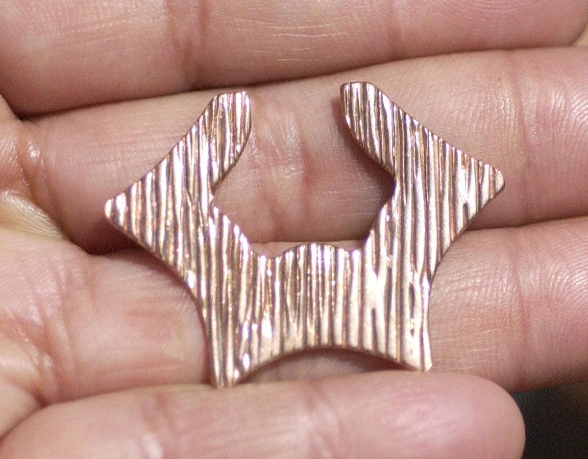 Woodgrain Hoops Star Forms 27mm x 36.5mm for Earrings or Pendant for Enameling Stamping Texturing Blanks Variety of Metals