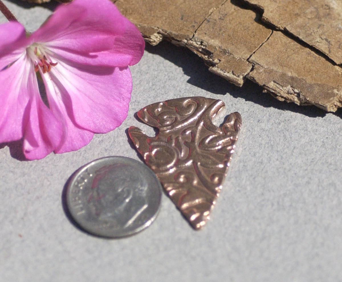 Arrowhead in Lotus Flower Pattern Blanks Cutout Shape for Enameling Metalworking Soldering Blank Variety of Metals - 4 pieces