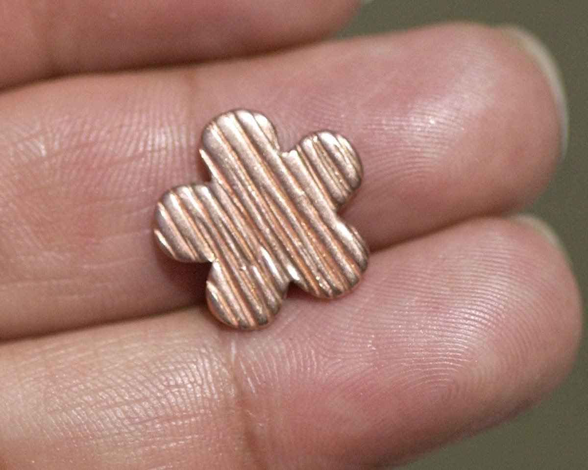 Woodgrain Pattern Charm Flower 14mm for Enameling Metalworking Stamping Texturing Blanks Variety of Metals  6 pieces