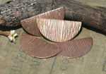 Blanks Half Moon Rounded Dangle Woodgrain Textured 35mm x 28mm for Enameling Stamping Texturing Blanks Variety of Metals