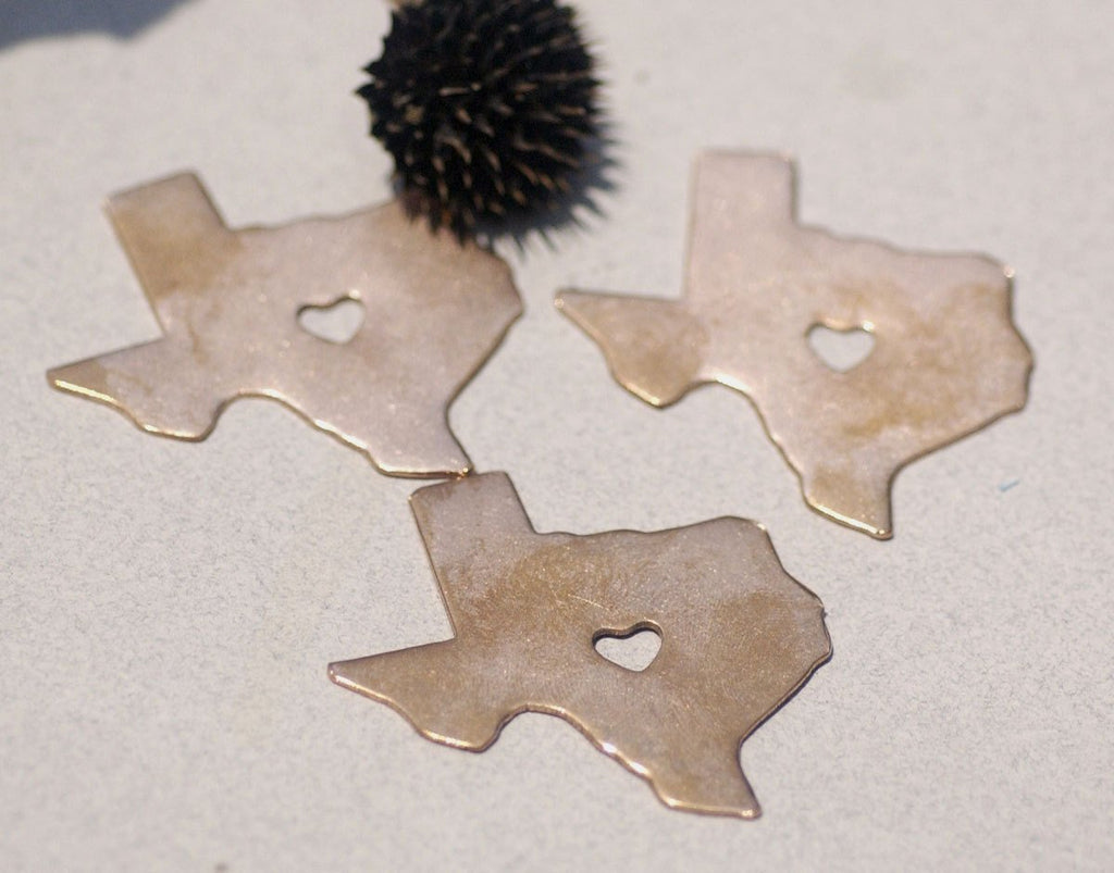 Texas State with Heart Chubby 6.6mm Cute Blanks Cutout for Metalworking Stamping Texturing Blank Variety of Metals