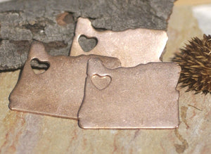 Oregon State Cutout Heart Chubby Blanks for Enameling Metalworking Stamping Texturing Blank Vaiety of Metals - 4 pieces