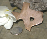 Texas State with Tiny Long Heart Cute Blanks Cutout for Metalworking Stamping Texturing Blank Variety of Metals