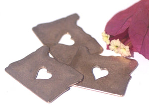 Oregon State Cutout Heart Perfect Blanks for Enameling Metalworking Stamping Texturing Blank Variety of Metals - 4 pieces