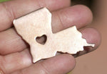 Louisiana State with Heart Chubby 6.6mm Blanks Cutout for Metalworking for Enameling Metalworking Blank Variety of Metals