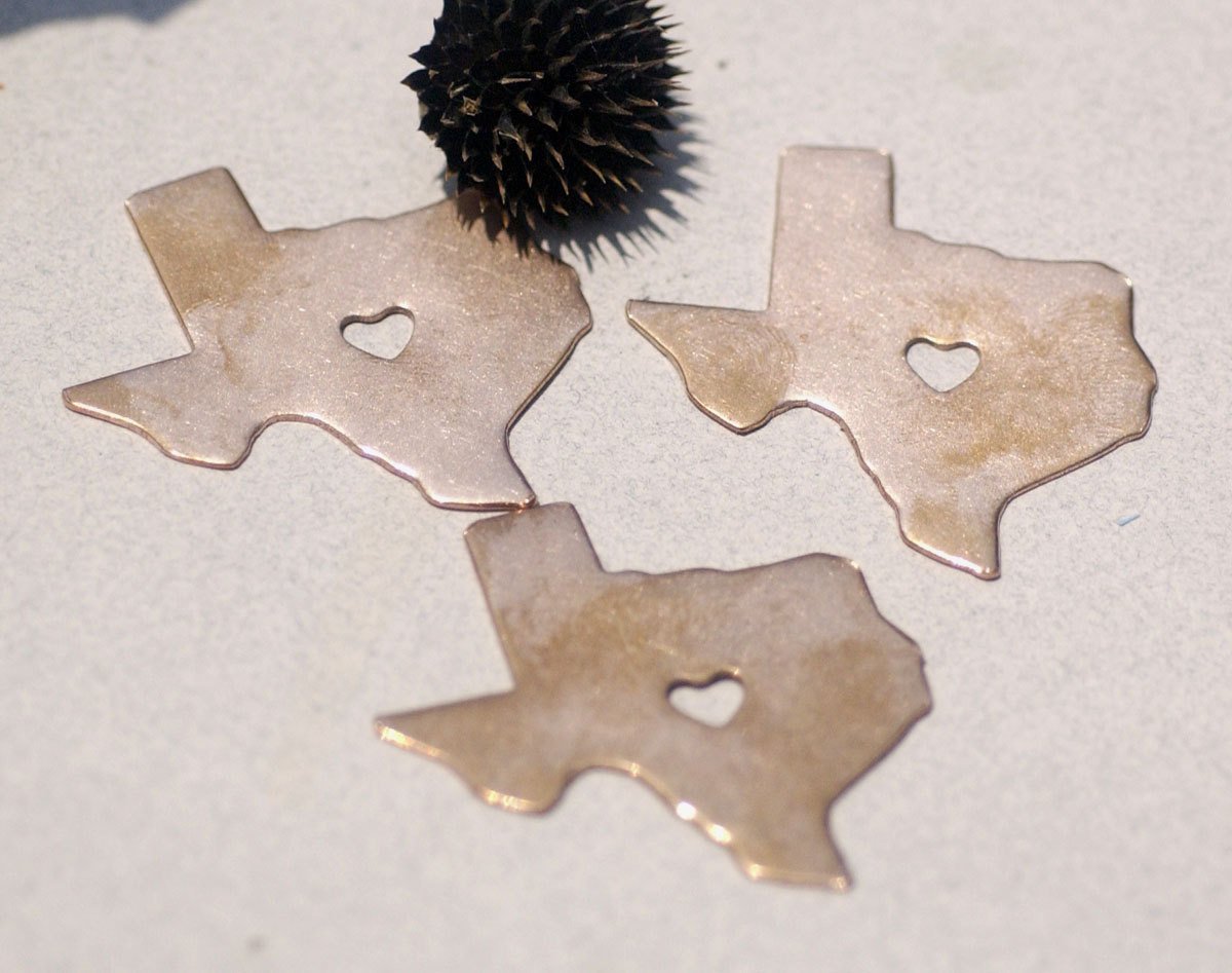 Texas State with Heart Chubby 6mm Cute Blanks Cutout for Metalworking Stamping Texturing Blank Variety of Metals